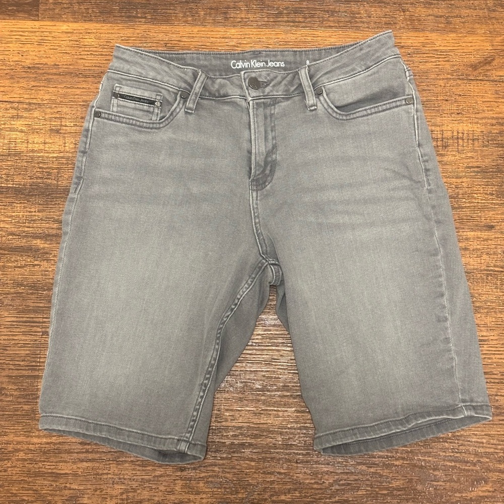 Calvin Klein stretchy denim knee shorts
